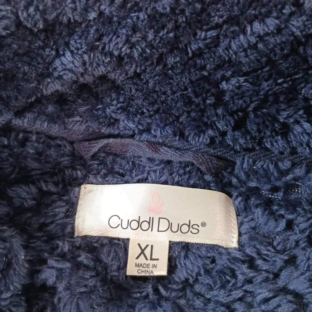 Cuddl Duds Plush Fleece Lounge Set XL Navy Zip Jacket Pants Soft Cozy Pajamas